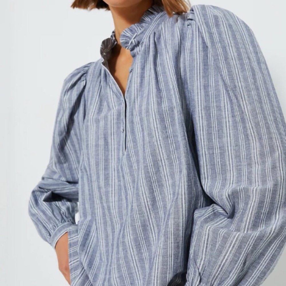 Tuckernuck Pomander Place Cosette Button Down Top Small Blue White Stripe